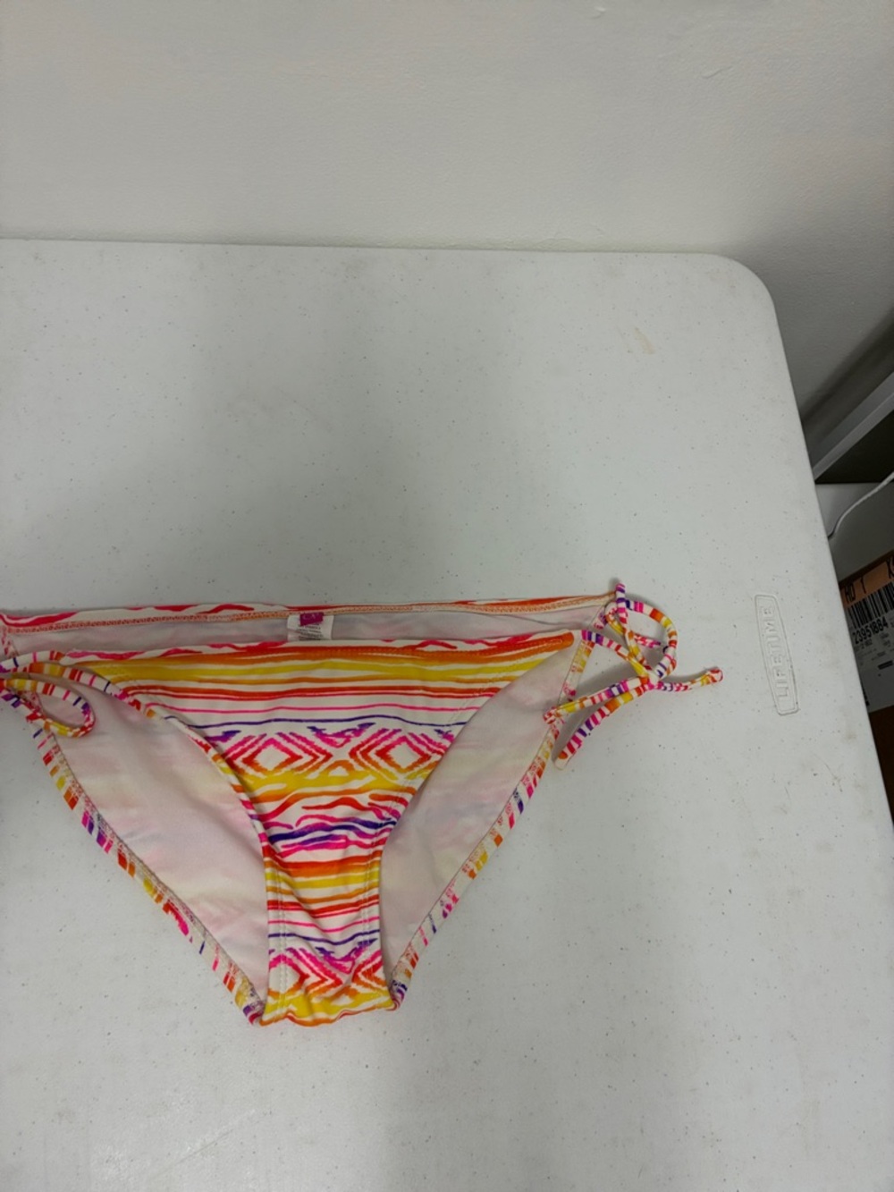 OP Multicolor Stripe & Geometric Bikini Bottoms - Pink, Yellow, Orange
